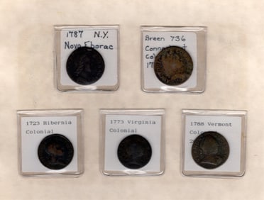 Colonial and Early National Copper Halfpennies from the American Colonies and States