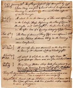 1797 Account of Arson and Fires in Norwich, Connecticut