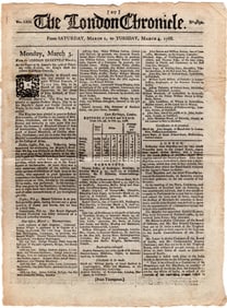 The London Chronicle Prematurely Reports the Death of Benjamin Franklin