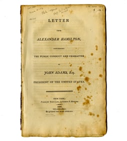 Alexander Hamilton Letter on "the Public Conduct and Character of John Adams", 1800
