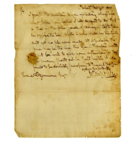 John Nicholson ALS to Signer Thomas Fitzsimons from Debtor's Prison, Two Months Before His Death