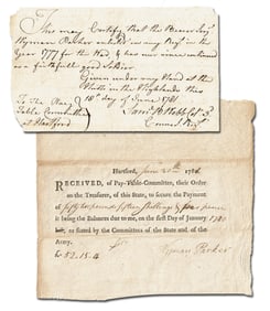 Samuel B. Webb War-Dated DS Re: Wyman Parker, "a faithfull good Soldier" Plus Receipt for Pay