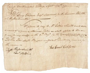 Rev. War-Dated DS for Pay to Soldier at Camp Continental Village