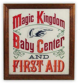Walt Disney World Park-Used Sign: "Magic Kingdom Baby Center and First Aid"