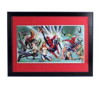 Stan Lee Boldly Signed Spider-Man, J. Scott Campbell Connecting Cover Set Poster