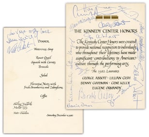 1982 Kennedy Center Honors Award Dinner Menu Signed by 16 Celebrities! Albert, Cronkite, Dam, Gish,