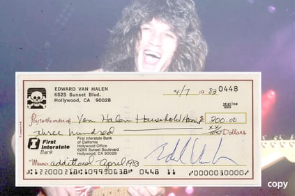 Eddie Van Halen Signed Check April 1983, Year of US Festival, Diver Down, and South American Tours!