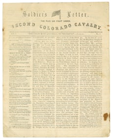 Rare Soldier's Letter, 2nd Colorado Cavalry Regimental Newspaper, Sept. 1864