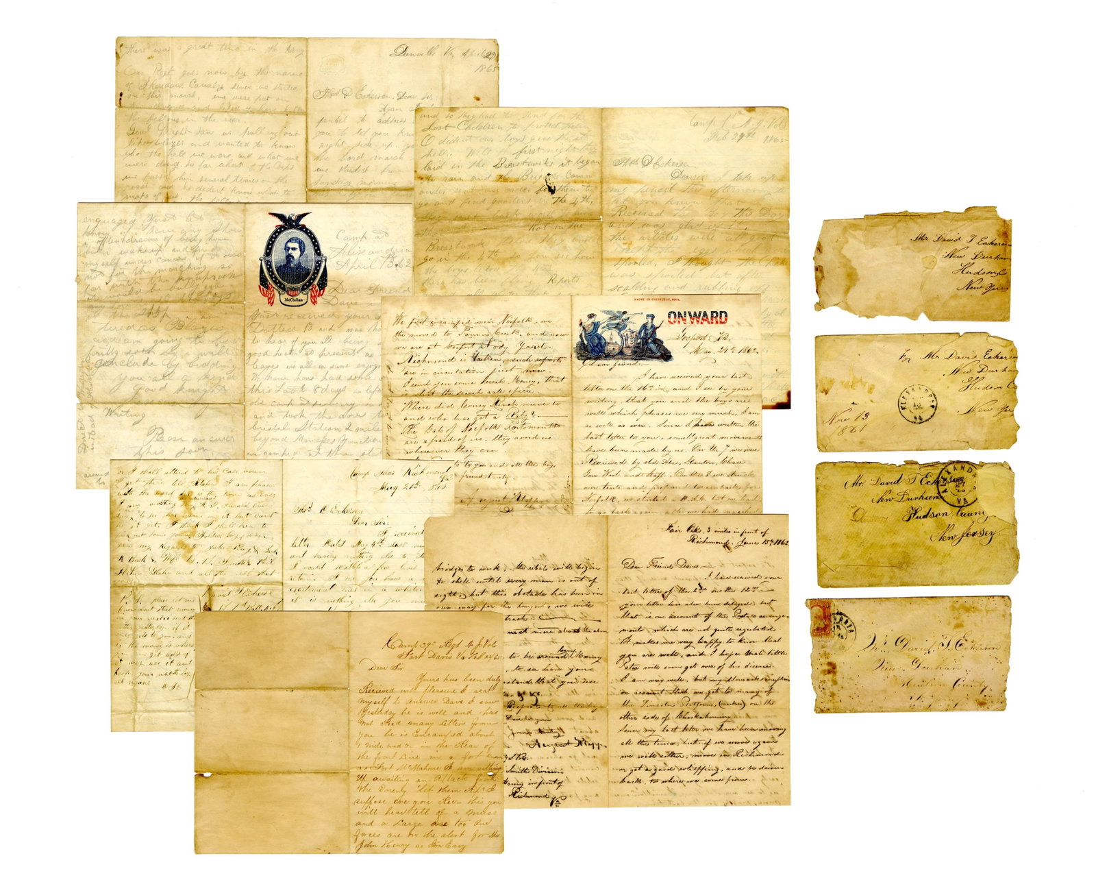 7 Civil War Letters & 4 Covers, Fantastic Content! "if Abe had not croaked...things have changed: Civil War various, April 13, 1862 to May 27, 1865 7 Civil War Letters & 4 Covers, Fantastic Content! "if Abe had not croaked...things have changed since the dog died" Archive A small archive