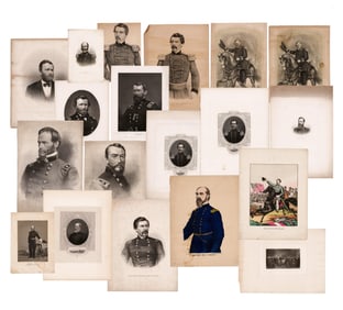 Group of 19 Mid-1800s Engravings of Presidents and Civil War Generals