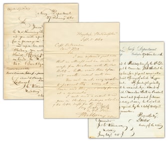 Civil War-Dated Or Era Naval Directives Signed by Gideon Welles & J.A.B. Dahlgren, 3 Pcs Total,