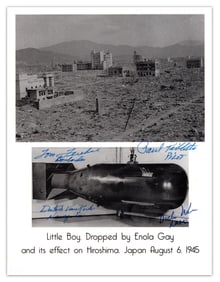 Enola Gay Crew Signs Photograph of Bomb and Devastation of Hiroshima