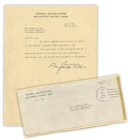 Douglas MacArthur TLS of Condolence to Wife of Fallen Soldier, Four Months Before Japanese Surrender