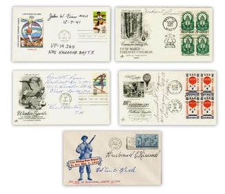 Five Pearl Harbor Survivors Signed Covers, 6 Bold Signatures- Many Medal of Honor Recipients!
