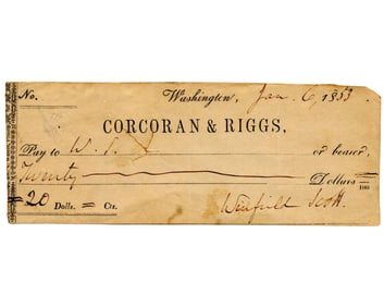 Winfield Scott Twice Signed Check, Signed 2 Months After Election Loss to Pierce!