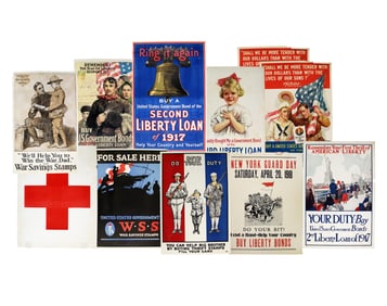 Dealer's Lot, Group of 11 First World War Posters for Liberty Bonds and War Savings Stamps