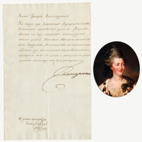 Catherine II Boldly Signed 7th Russo-Turkish War-Dated Doc Re: "wages to Carpenters at the Kherson
