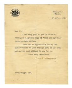 Winston Churchill War-Dated TLS to Editor of WWII Tribute Anthology, Inspiration for British