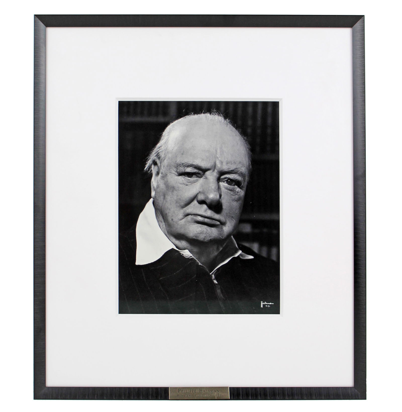 Framed 1951 Portrait of Winston Churchill, Photographed by Phillip Halsman: Winston ChurchillNew York, NY, ca. 1951Framed 1951 Portrait of Winston Churchill, Photographed by Phillip HalsmanPhotographA vintage black and white print of Philippe Halsman's 1951 portrait of Winsto