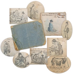 Mid-19th C. Japanese Woodblock Prints in Charming Annotated Album Gifted to San Francisco Resident
