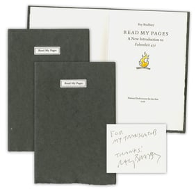 Ray Bradbury Signed Lt. Ed. Pamphlet "Read My Pages"- Two Copies, One Signed "To my translator"