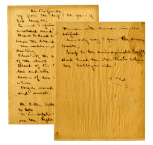 John Reed Signed Poem "De Profundo", Possibly Unpublished
