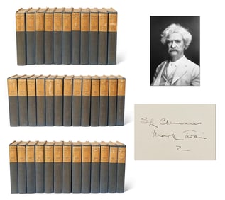 Dual-Signed as Samuel Clemens / Mark Twain, 37 Vols. "The Works of Mark Twain", Scarce!