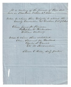 Free Soil Party Members Choose Delegates to Attend Massachusetts Convention in 1852