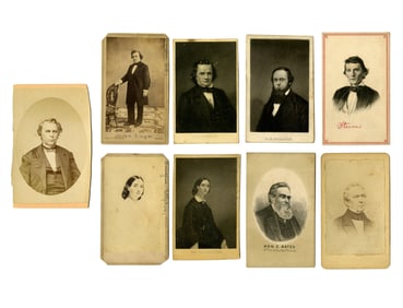 Stephen Douglas & Wife CDVs with Numerous Others - Nine Total!