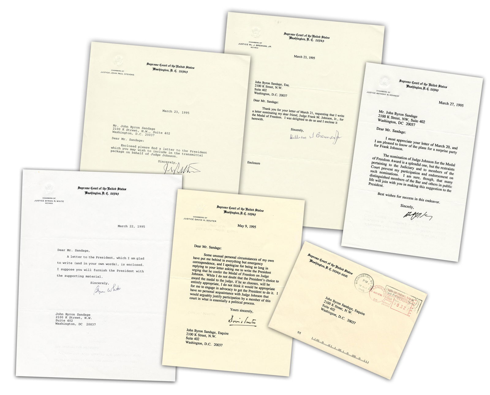 S.C. Archive Incl. Brennan, Jr., Kennedy, Souter, Stevens, & White, 5 Pcs. Warren, Burger, Rehnquist (1 of 9)