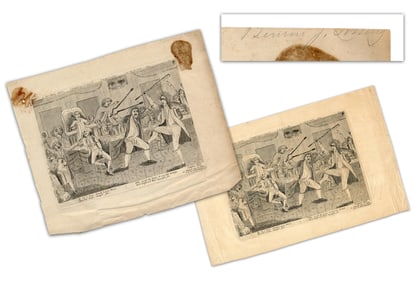 Pair of Etchings Depicting "Congressional Pugilists," One Signed by Historian B.J. Lossing!
