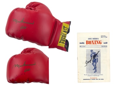 Muhammad Ali Signed Glove, with Floyd Patterson Signed Magazine