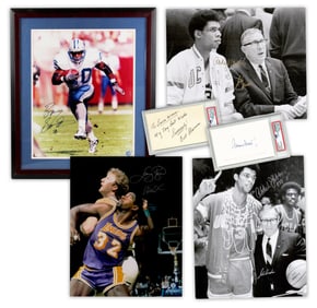 Basketball & Football 6 pc. Dealer's Lot- Abdul-Jabbar, Bird, Johnson & More! PSA/JSA Authenticated
