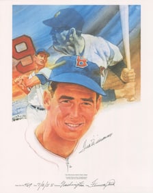 Superb Ted Williams Signed Poster Honoring His 521 Lifetime Homers