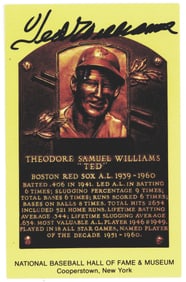 Ted Williams Signed Hall of Fame Card, with JSA Authentication