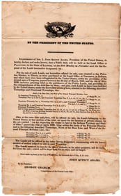 President John Quincy Adams Announces Public Land Sale in Palestine District of Illinois