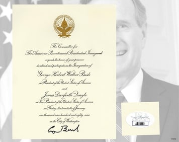 George H. W. Bush Signed Inaugural Invite, with JSA Authentication - Superb!
