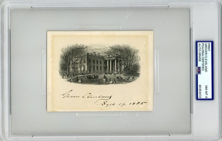 Grover Cleveland Signed Executive Mansion Engraving, PSA/DNA NM-MT 8