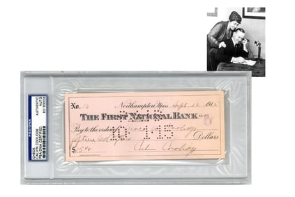 Calvin Coolidge Check Signed to Grace Coolidge, PSA/DNA
