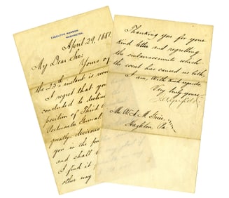 James Garfield Letter as President on Executive Mansion Stationery! "regretting the embarrassments"