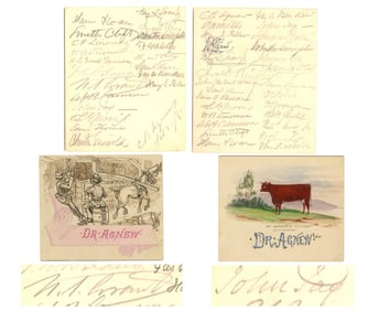 U.S. Grant, John Jay, & 46 More Notables Sign a Pair of Hand Colored Sanitary Com. Cards For Civil