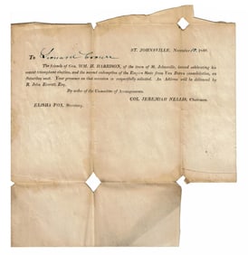 William H. Harrison Election Celebration Invitation November 1840