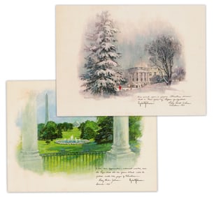 Two Lyndon B. Johnson Christmas Prints Gifted to White House Staff, 1965 & 1968