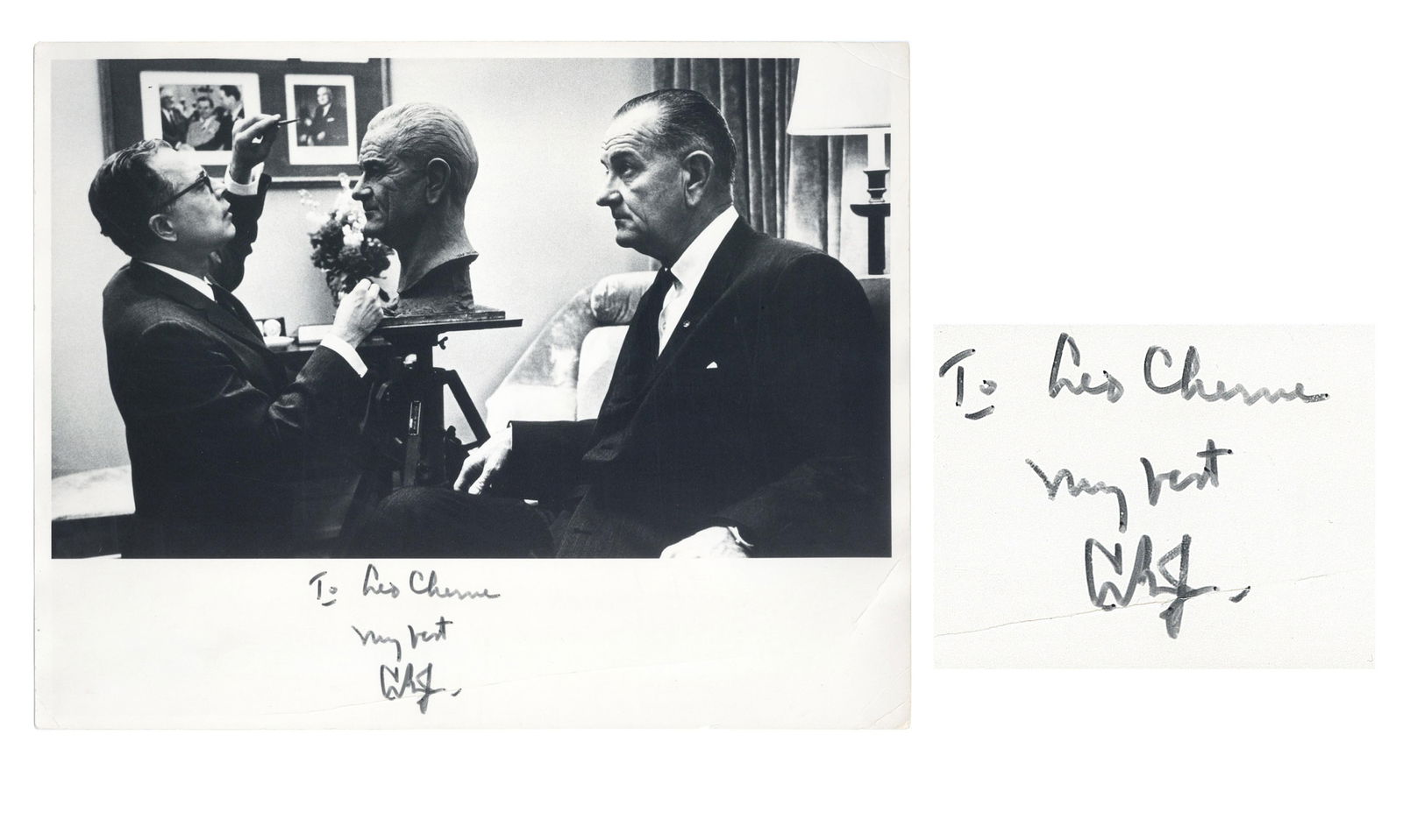 Oversize Lyndon Johnson Signed Photo, Inscribed to Famous Sculptor (1 of 3)