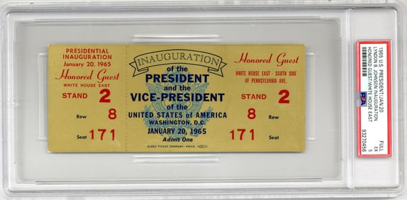 Lyndon B. Johnson Inaugural Ticket 1965, PSA/DNA EX 5