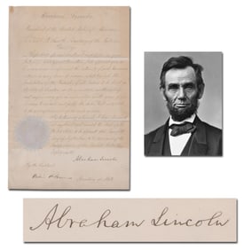 Lincoln Appointment for Cabinet Member With Largest, Boldest, Full Signature! Important Content: