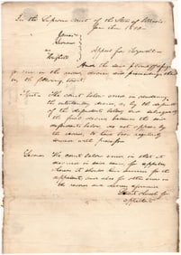 Abraham Lincoln Signed With Over 100 Words in His Hand, Represents First Clients Before Illinois