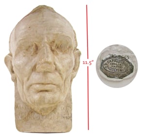 Beardless Abraham Lincoln! Ca. 1909 Caproni & Bro. Plaster Cast Of 1860 Leonard Volk Life Mask,