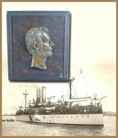 Metal from the sunken warship U.S.S. Maine, molded into a bust of Abraham Lincoln