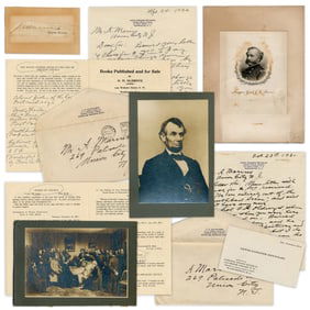 Amazing A. Lincoln Archive, 10 Pcs, Re: Collecting Lincolniana & Memorializing the First Slain U.S.